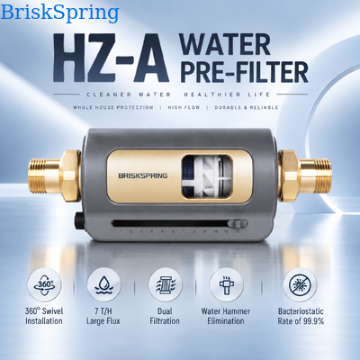 HZ-A Horizontal Whole House Water Pre Filter 40 Micron Manual Flush Sediment Filter