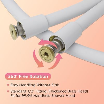 Revolutionary Ultra Soft Anti Kink SIlicone Shower Hose Extension With Brass Insert And Nut