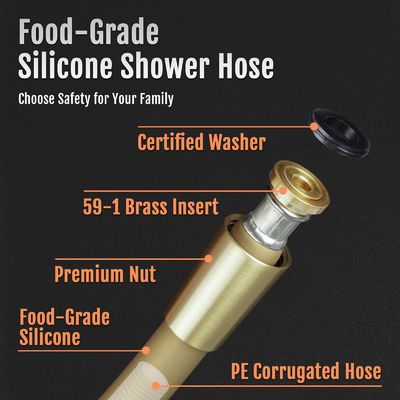 Food-Grade Silicone Shower Hose Attachment for Handheld Shower Head, Kink-Free Shower Head Hose Extension