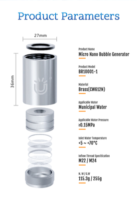 Brass Micro Nano Bubble Generator for Deep Cleaning and Safe Water Use with Faucet Connection