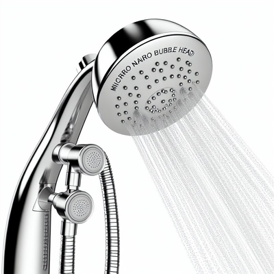 Micro Nano Bubble Handheld Shower Head 130mm Chrome 3 Spray Modes