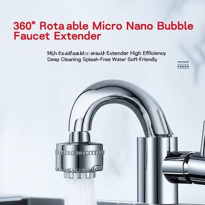 360° Rotatable Micro Nano Bubble Faucet Extender with One Hundred Billion Bubbles per Liter and 0.001-0.1 MM Bubble Diameter for High Efficiency Deep Cleaning