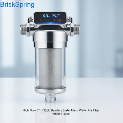 High Flow 6T H 316L Stainless Steel Mesh Water Pre Filter for Whole House with Touch Control