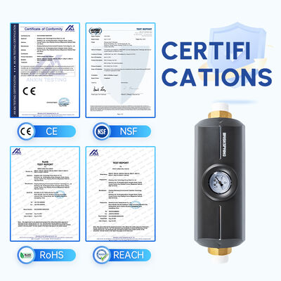 Y1 Whole-House Physical Water Descaler with Integrated Pressure Gauge for Non-Salt Scale Control