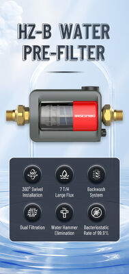 HZ-B Horizontal Whole-House Water Pre-Filter with 40 μm Filtration Accuracy, Manual Flushing, and 7 t/h Rated Flow