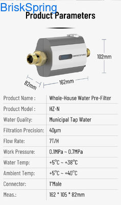 HZ-N Whole House Sediment Pre-Filter with 40 μm Filtration Precision and 7 t/h Flow Rate