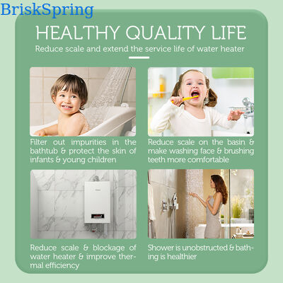 BriskSpring M2-A 1/2 Inch Shower Water Purifier with 316L Stainless Steel Mesh and Silver Activated Carbon MSAP KDF for High Efficiency Filtration