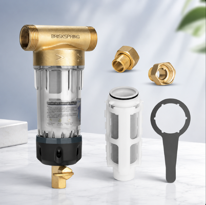 BriskSpring T2-S3G-BS 40 Micron Whole House Spin Down Sediment Pre-Filter with Reusable Stainless Steel Mesh and Manual Scraper-Assisted Cleaning