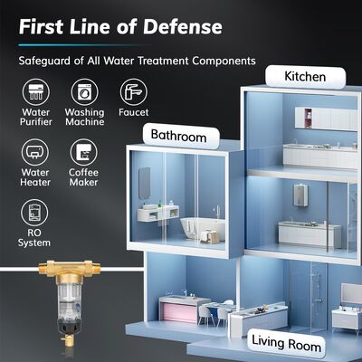 BriskSpring T2-S3G-BS 40 Micron Whole House Spin Down Sediment Pre-Filter with Reusable Stainless Steel Mesh and Manual Scraper-Assisted Cleaning