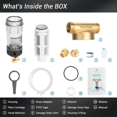 BriskSpring T2-S3G-BS 40 Micron Whole House Spin Down Sediment Pre-Filter with Reusable Stainless Steel Mesh and Manual Scraper-Assisted Cleaning