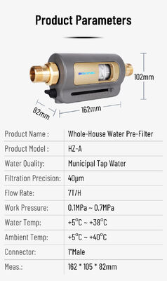 BriskSpring HZ-A 7 T/H 40 Micron Whole House Sediment Pre Filter with 360 Degree Swivel Installation