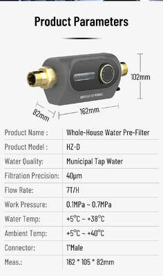 BriskSpring HZ-D 40 Micron Whole House Sediment Pre Filter with 7 T/H Flow and 360 Degree Swivel Installation