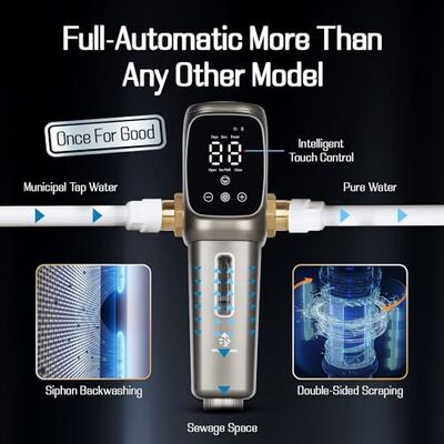 BriskSpring AT-30G-BS 6 T/H High Flow Capacity Whole House Water Pre-Filter with 40 Micron Sediment Filtration and Fully Automatic Flushing