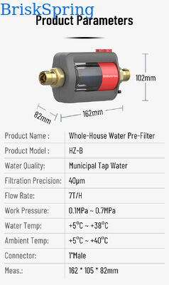 HZ-B Horizontal Whole House Water Pre Filter 40 Micron Manual Flush Sediment Filter 7T/H