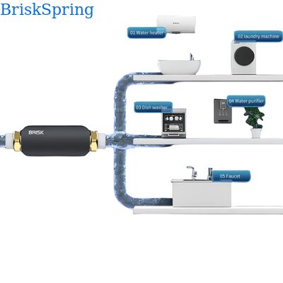Salt-Free Water Descaler with No Electricity Ion Polarization Technology, Whole House Water Scale Inhibitor for Municipal Tap Water