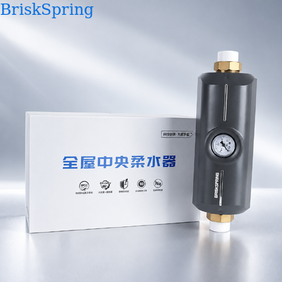 Salt Free Whole House Water Descaler with Integrated Pressure Gauge Inline Physical Scale Inhibitor for Hard Water